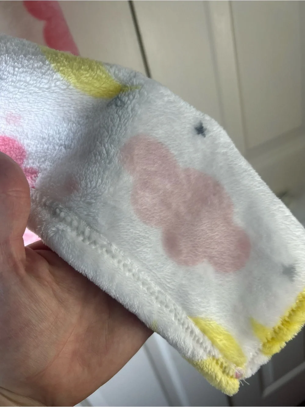 Baby Elements Moon Clouds Blanket Pink White Yellow Gray Stars Hearts Plush
